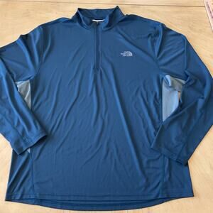 North Face Pullover Shirt Mens XL Teal Blue VaporWick Quarter Zip Outdoor Hiking
